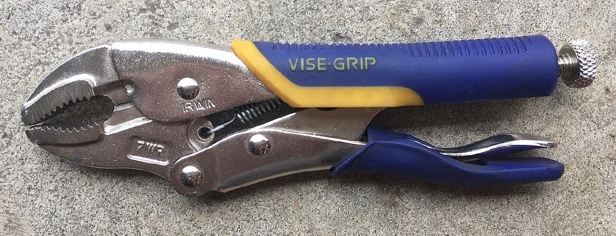 Irwin Vise-Grip curved jaw locking pliers with wire cutter (the 7WR, smaller sibling of the reviewed 10WR), showing the adjusting screw and release lever