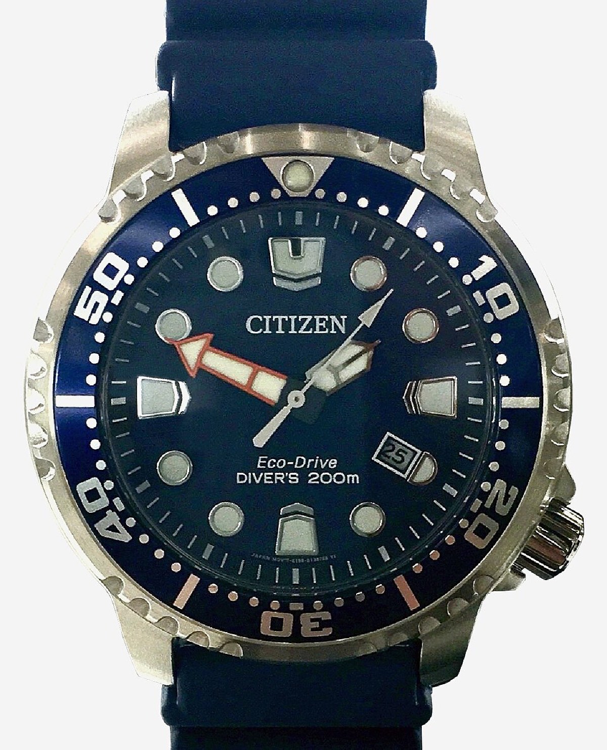 Citizen Promaster Eco-Drive Diver's 200m with blue dial and bezel — pictured is the Promaster diver, a sibling of the Promaster Tough in the same Eco-Drive Promaster family